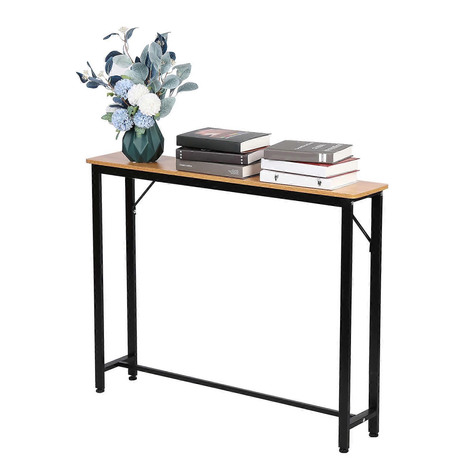 Sofa Table, Narrow Console Table with Thickened Steel Frame & Triangular Support for Entryway