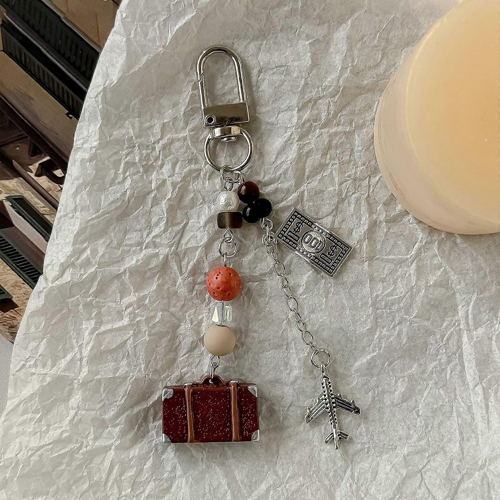 Vintage Style Plane Charm Phone Strap Adjustable Length Suitcase Pendant for Individualized Fashion and Versatile Use
