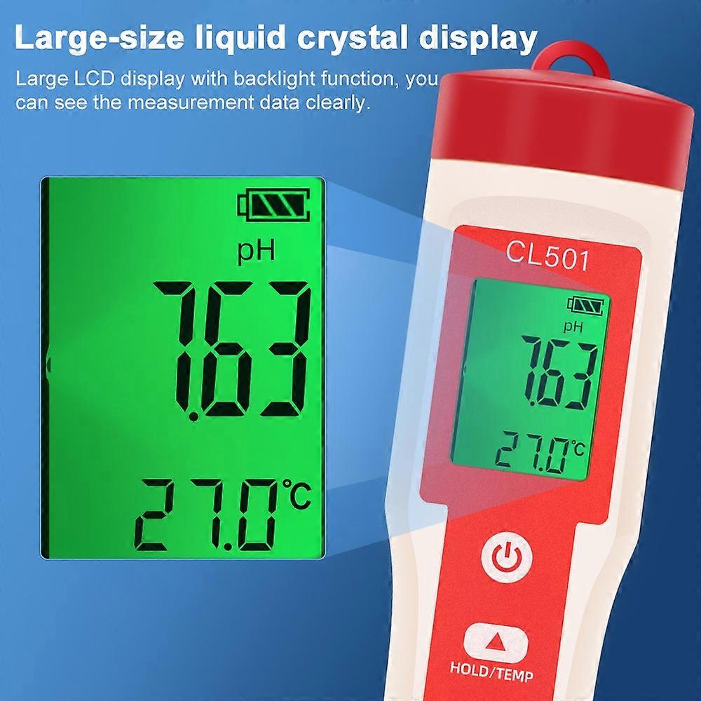 5in1 Water Quality Test Pen Chlorine PH ORP H2 Temperature Test Meter Multi-functional Mariculture W