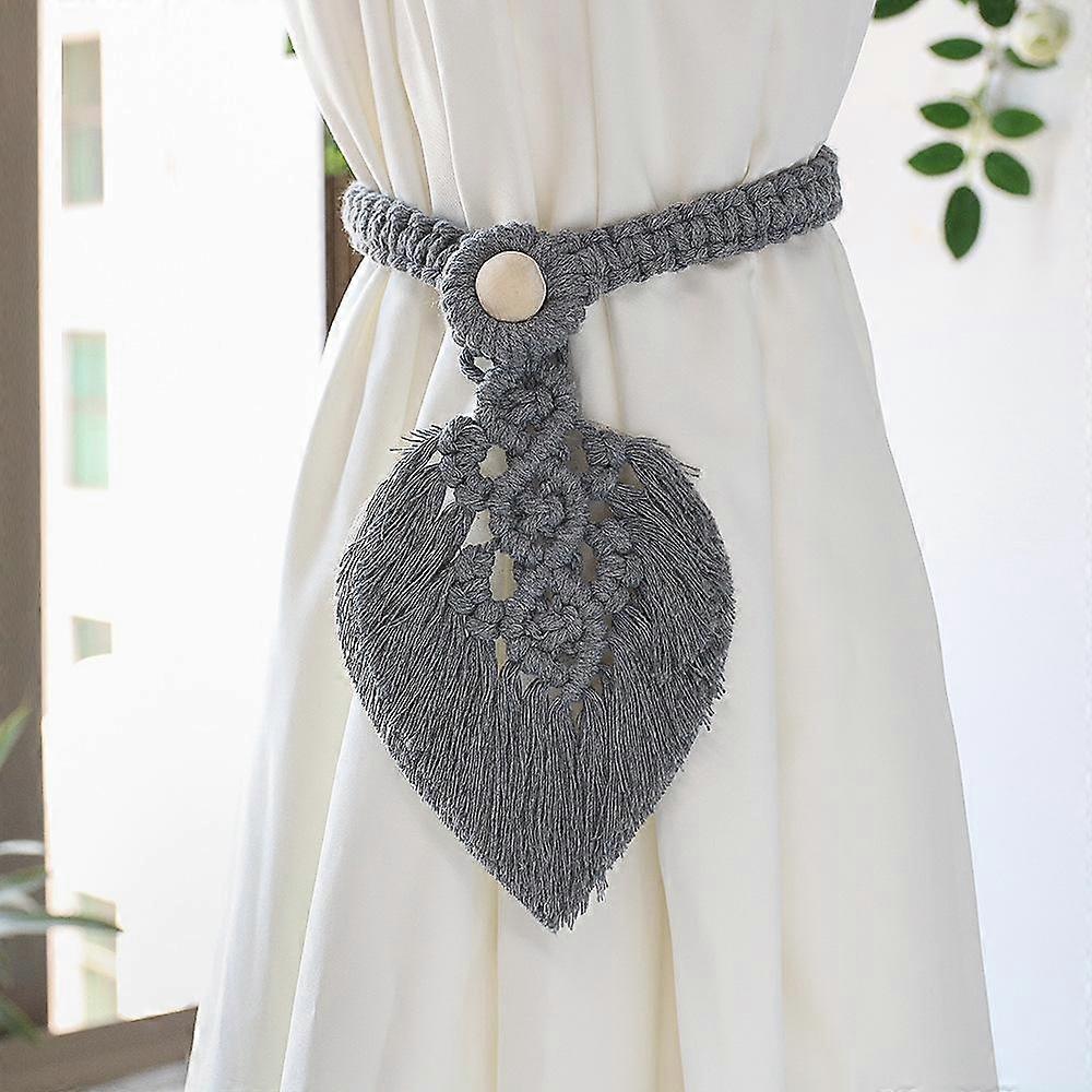1PC Bohemian Woven Curtain Tie Rope Tie Rope Simple Tassel Leaf Wooden Bead Decoration Curtain Tie Rope Decoration