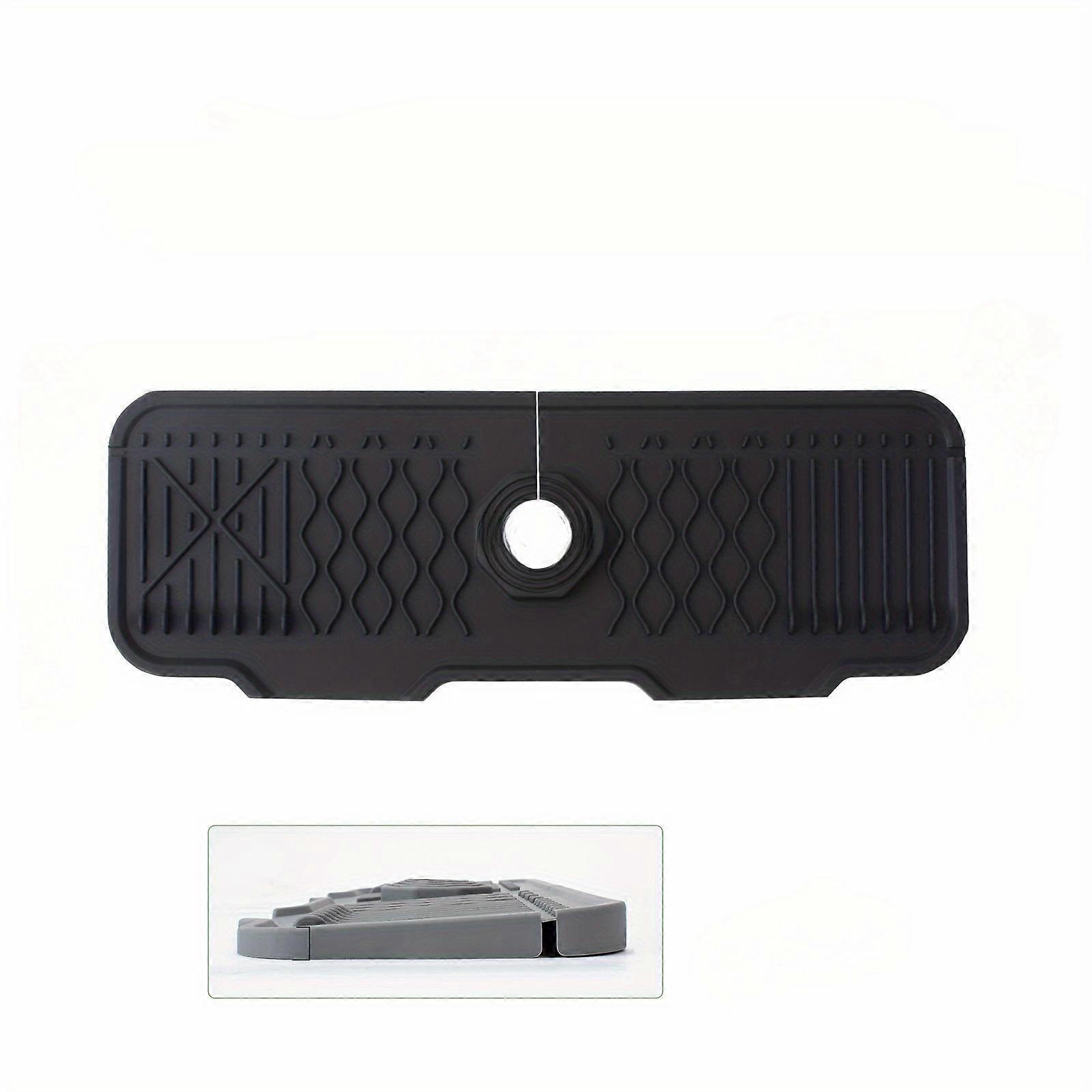 Easy To Clean Silicone Faucet Splash Mat - Non-slip, 5° Angled Design with Foldable Edges Saves Space and Directs Water, Suitable