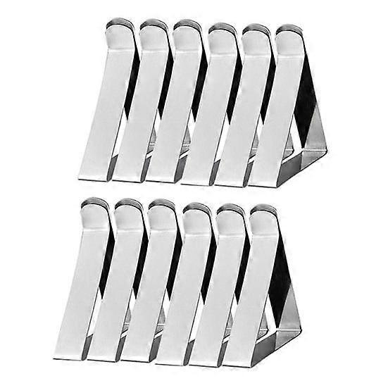 12 Pcs/Set Tablecloth Clips Stainless Steel Triangle Shape Rustproof Anti-deformed Tablecloth Clamps for Home