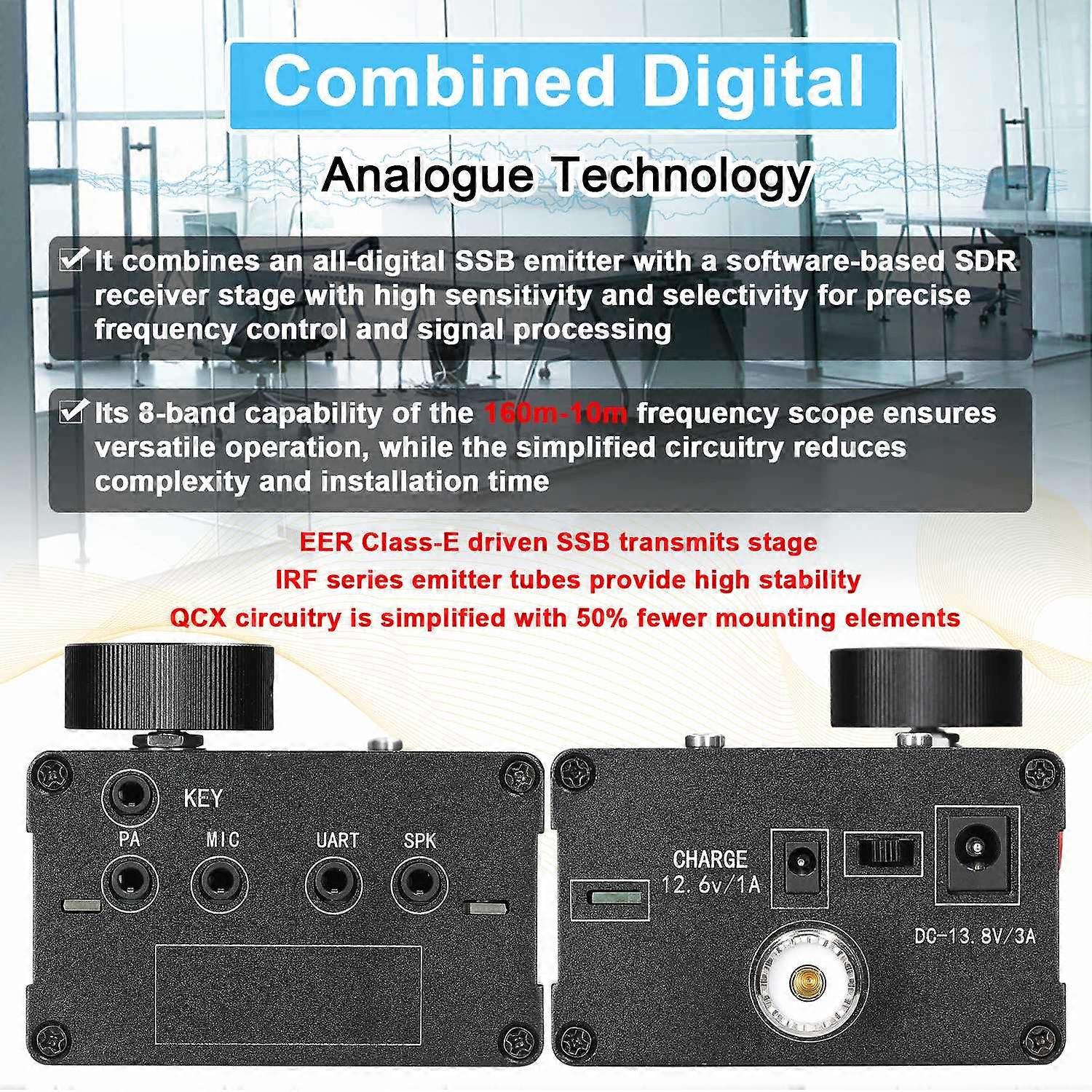 uSDR uSDX 8 Bands SDR All Mode High Frequency SSB QRP Transceiver with Power and SWR Indicator