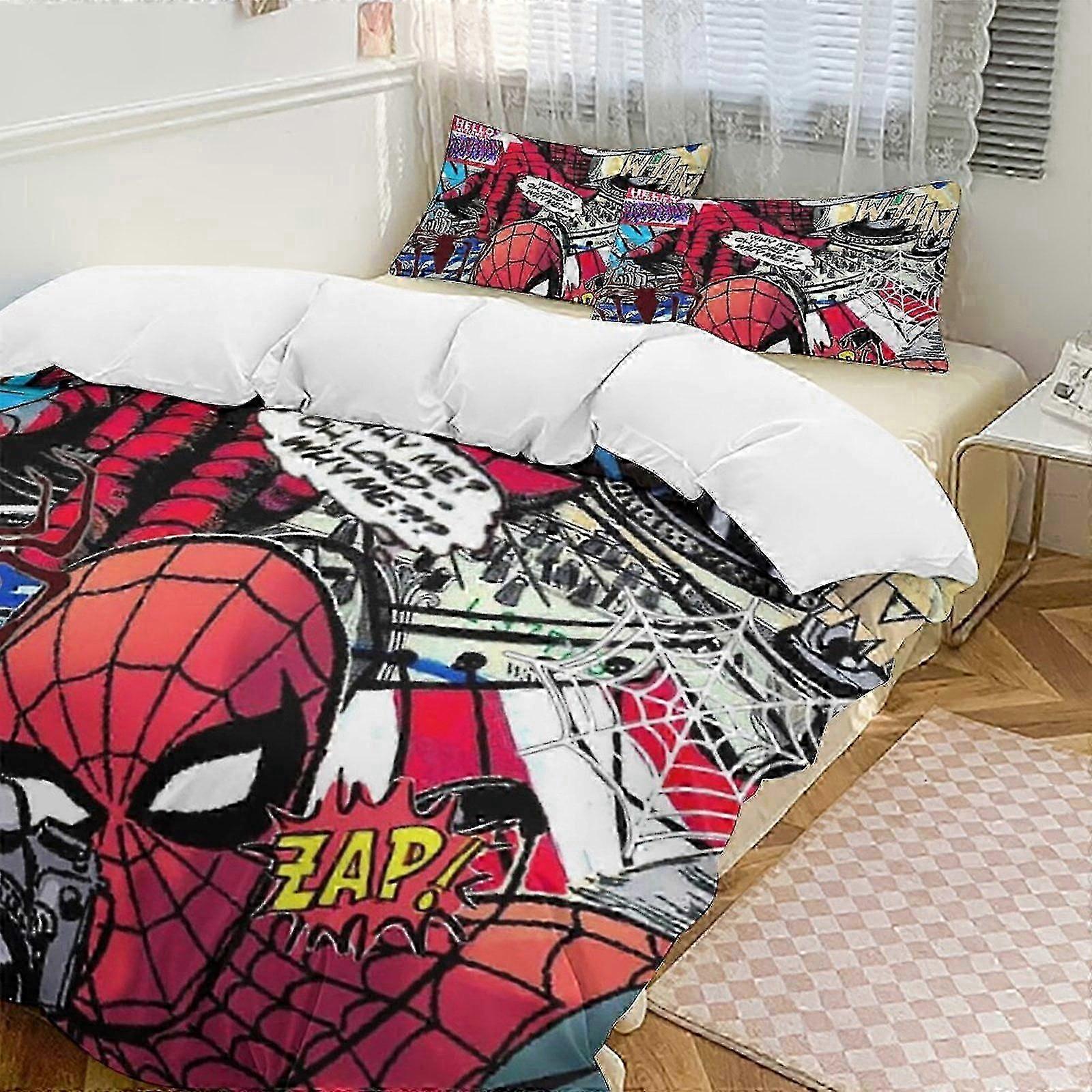 o1399 Bed Sheets Spider-Man3-Piece Twin Bed Set - Includes Single Quilt And Pillow Cases Bedding - Fade Resistant Microfiber - Spider Lc (1 Duvet Cov