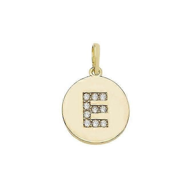 9ct Yellow Gold Round Zirconia Initial Pendant PN610/E