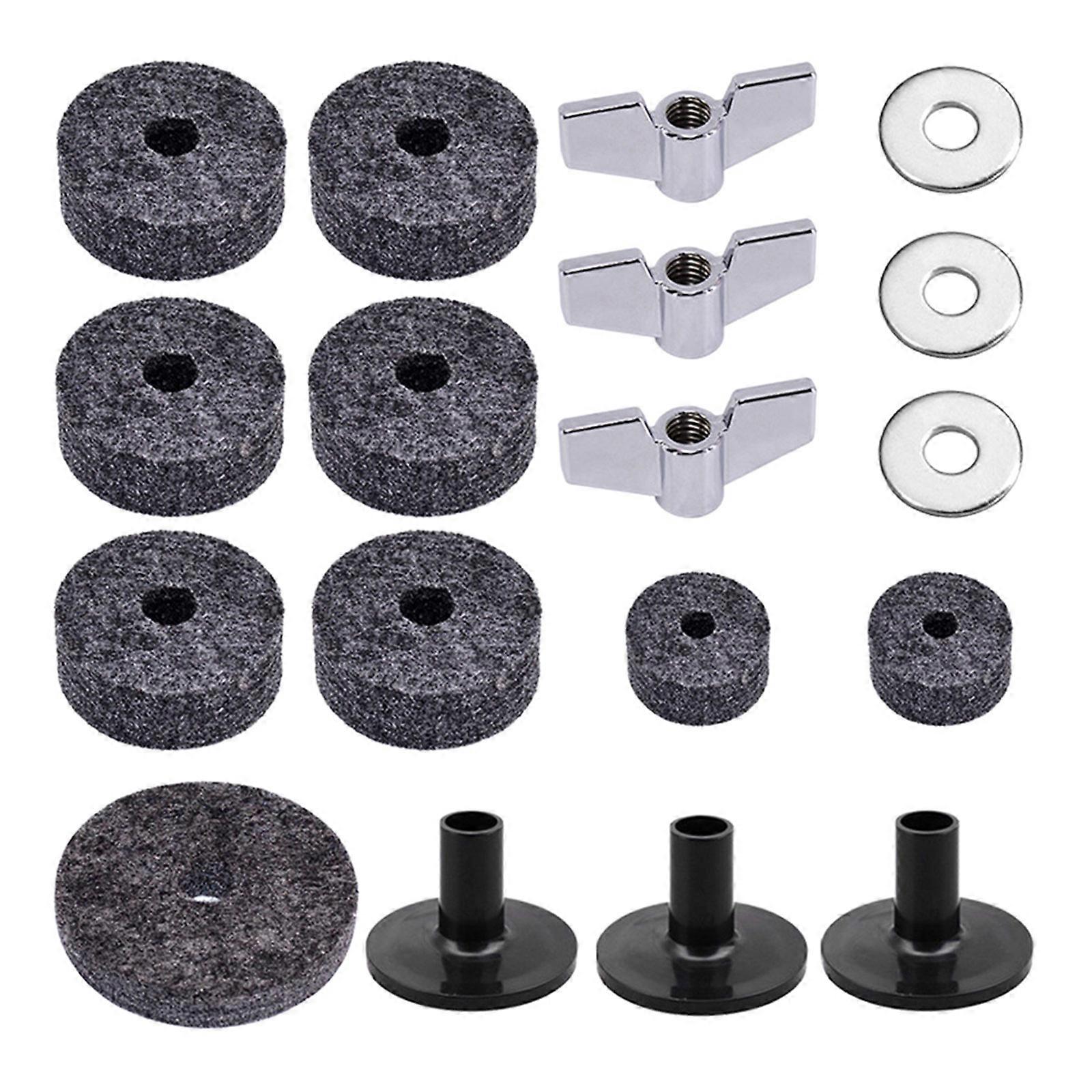 18Pcs/Set Drum Felts Pad Anti-Scratch Protect Cymbal Compact Felt Pad Drum Replacement Parts Set Instrument