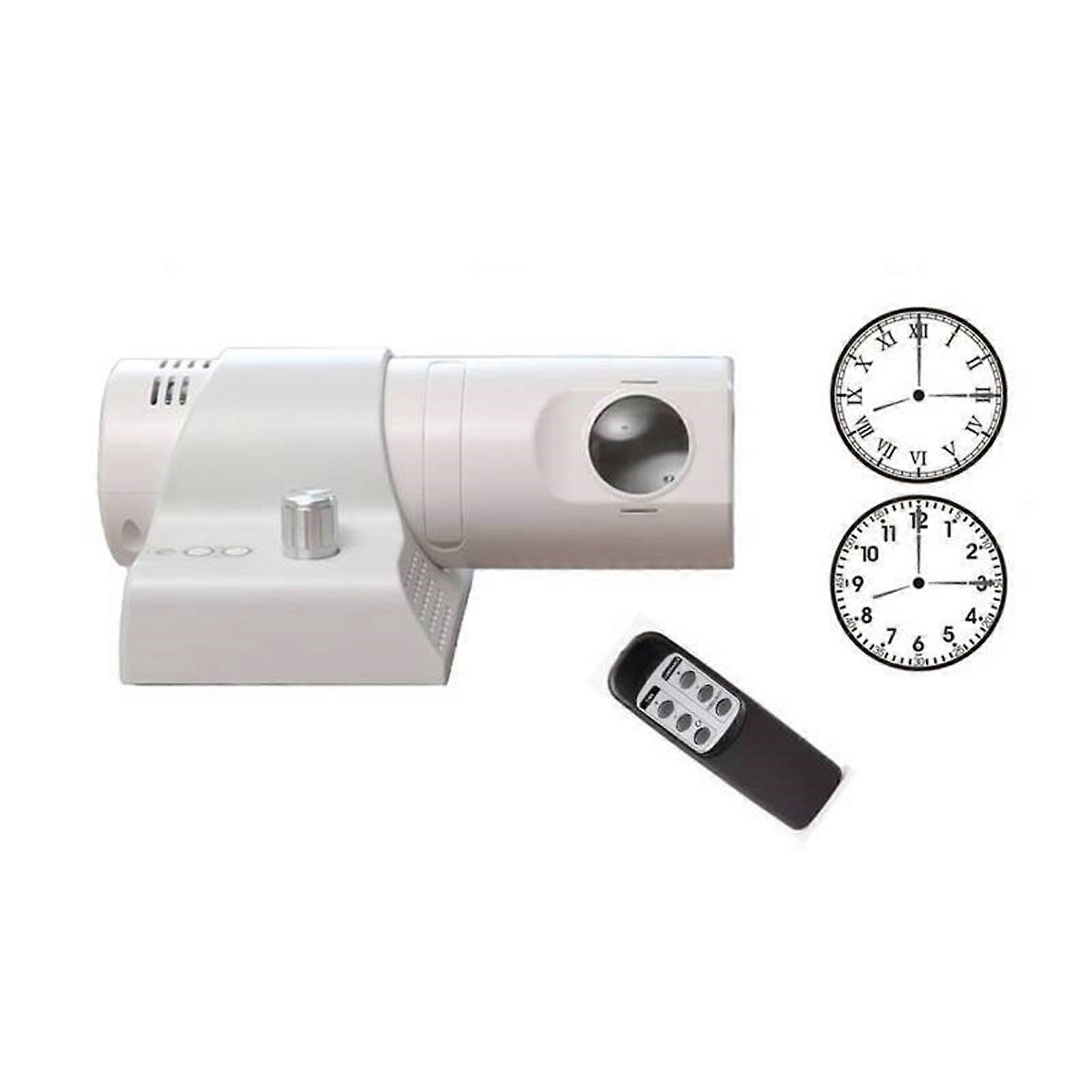 180Degree Rotating LED Analog Projection Wall Alarm Clock with Color Slides and Remote Control for Home and Office Use White