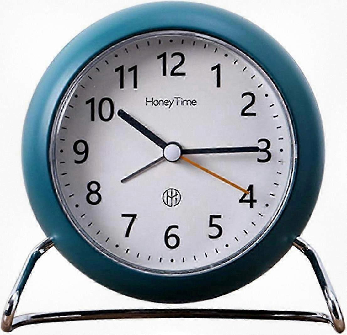 Silent Analog Alarm Clock, Compact Round Design with Gentle Night Light