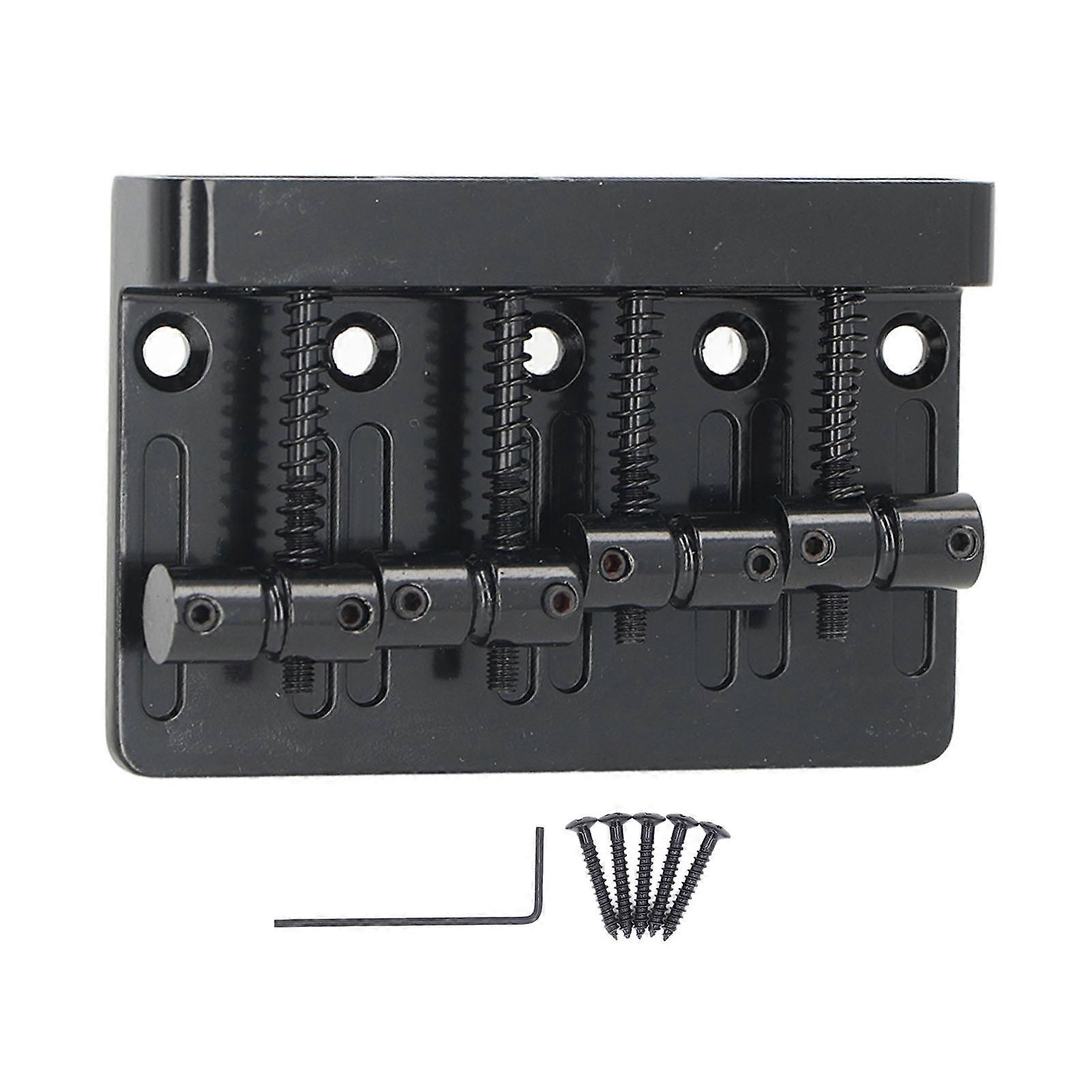 4 String Electric Bass Bridge Fixed Saddle, Thickened Base Plate, Black Tailpiece with Hex Wrench for Precision Adjustment