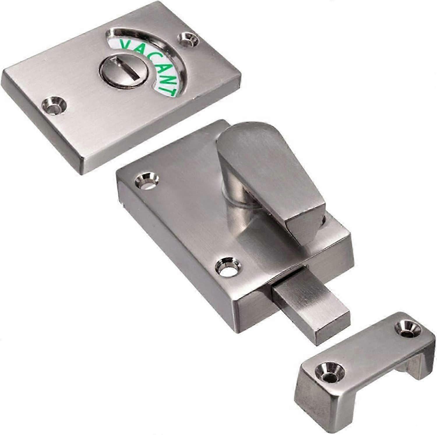 1PC Door Lock Indicator Bolt Occupied Indicator Deadbolt Vacant/Engaged Latch compatible Bathroom WC Public Restroom Toilet(Satin Nickel)