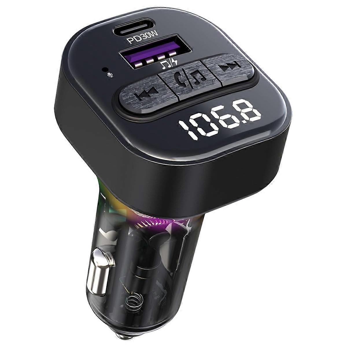Bluetooth 5.3 FM Transmitter for Car with Type-C PD Car Charger Support MP3 Player, Hands-Free Call