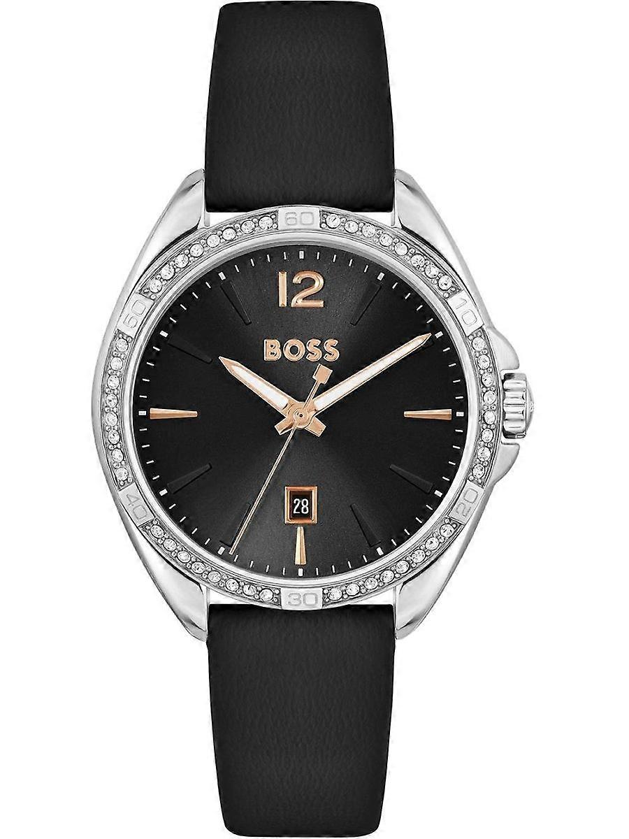 Hugo Boss Svart Äkta Läder 1502624 Damklocka