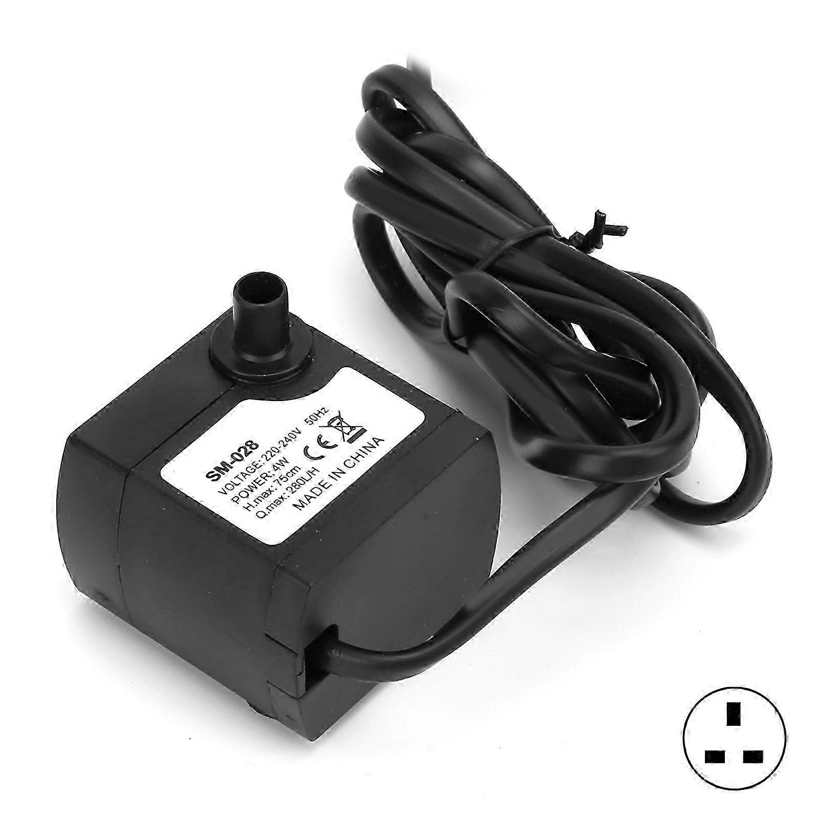 Μικρή υποβρύχια αντλία αθόρυβη και ανθεκτική στη φθορά υποβρύχια αντλία 4W συντριβανιών δεξαμενών ψαριών (βουλώμα 220V του Ηνωμένου Βασιλείου)