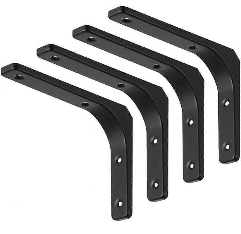 Pieces Black Shelf Brackets, Wall Mounted Shelf Brackets, L-Shaped Wall Bracket with Matching Screws and Anchors, Maximum Load Capacity 70kg (150 x 2