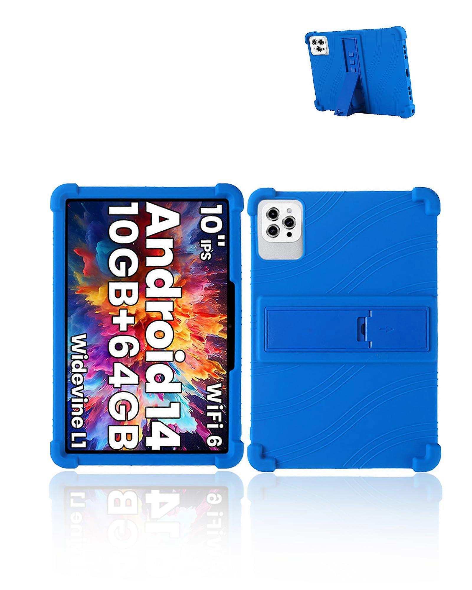 for Tuotatop X13 Android 14 Tablet 10 inch Tablets   Model Case,Soft Silicone Adjustable Stand Cover Kids Friendly,Blue.