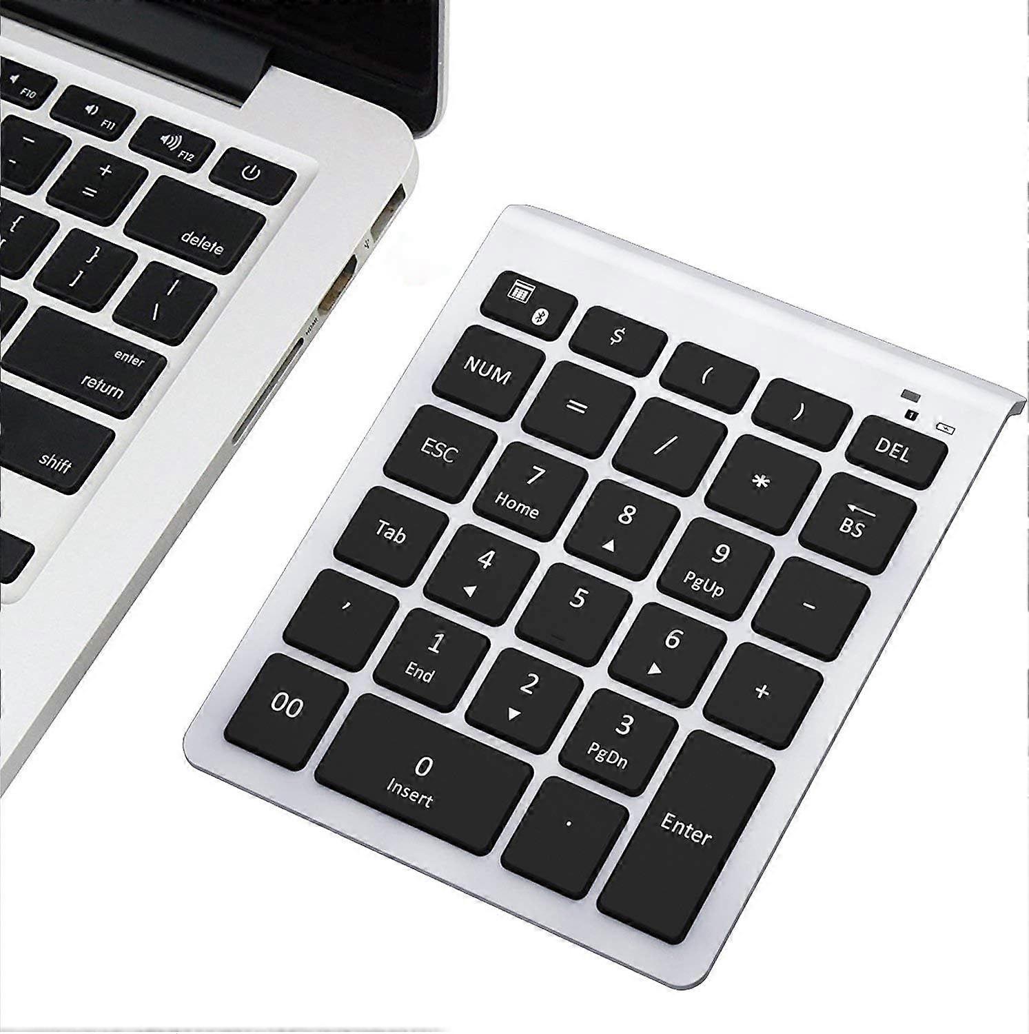 SSRGV Bluetooth Number Pad, Portable Wireless Bluetooth 28-Key Numeric Keypad Keyboard Extensions for Financial Accounting Data Entry