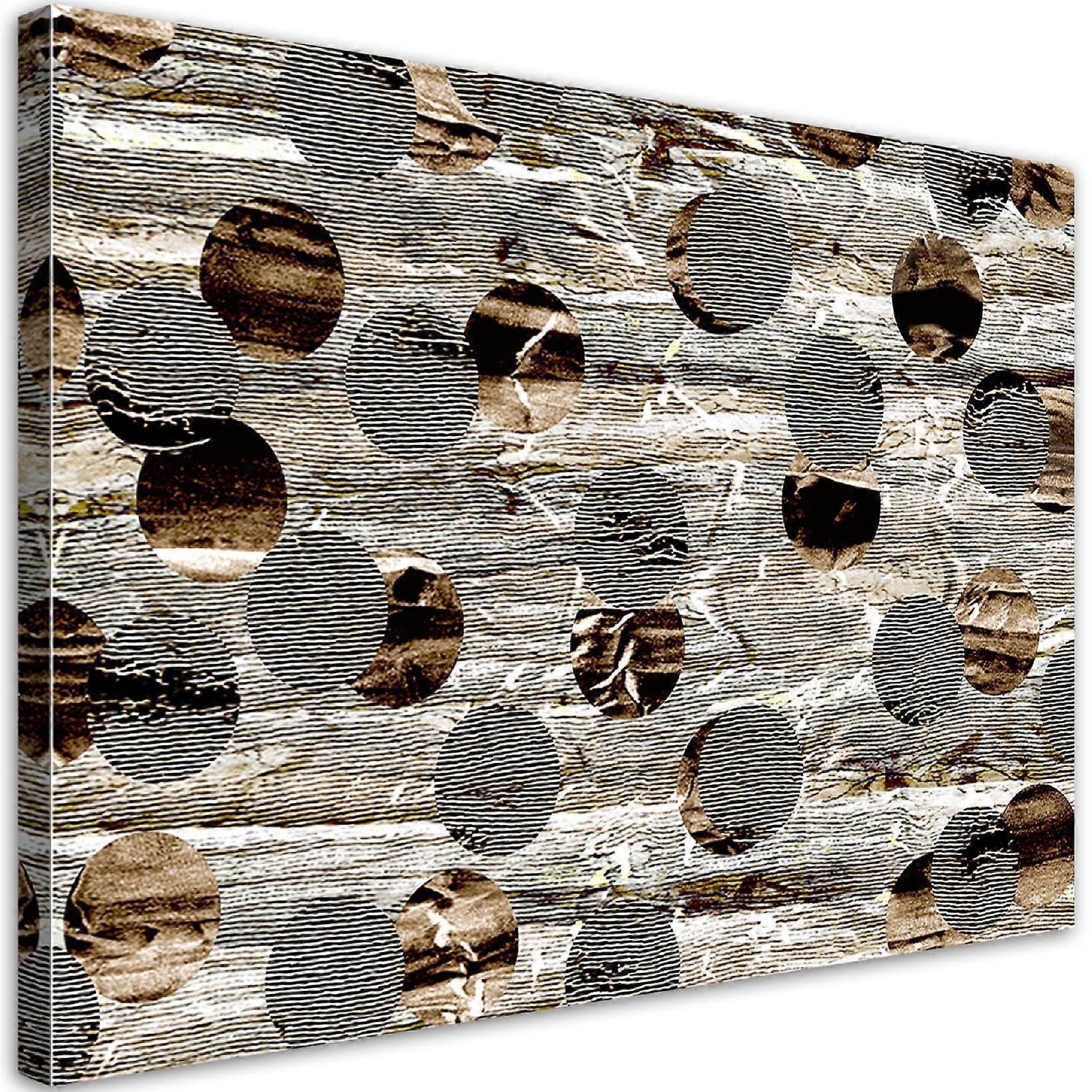 Lienzo, Círculos marrones Abstracción 3D - 60x40