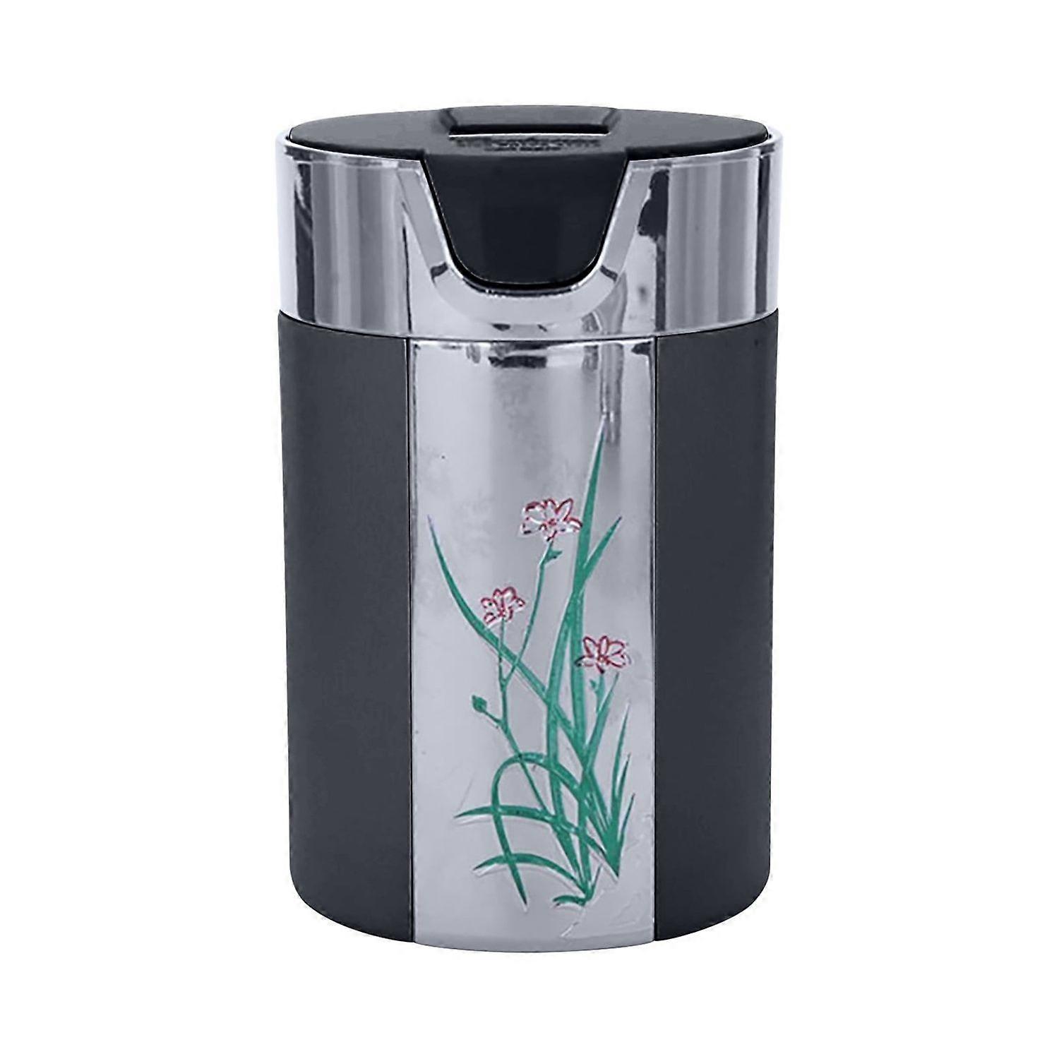 Carbon Fiber Car Ashtray With LED Portable And Practical Easy To Install Plum Blossom Pattern