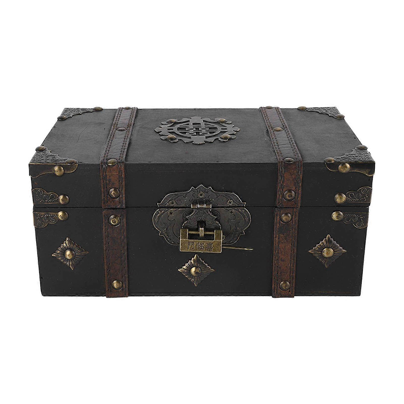 Retro wooden storage box old-fashioned treasure box storage box multi-function jewelry certificate decoration box