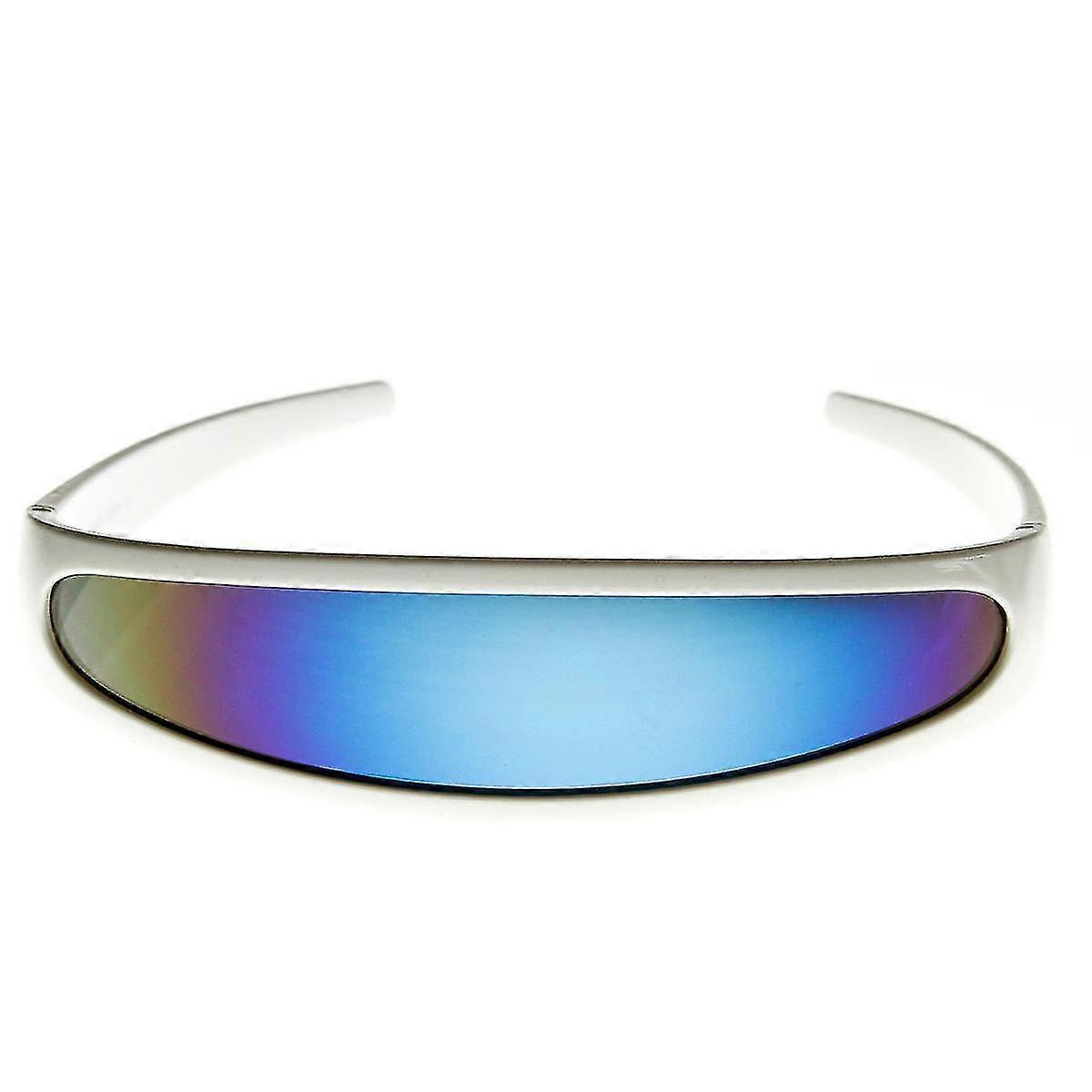 Futuristic Narrow Cyclops Color Mirrored Lens Visor Sunglasses
