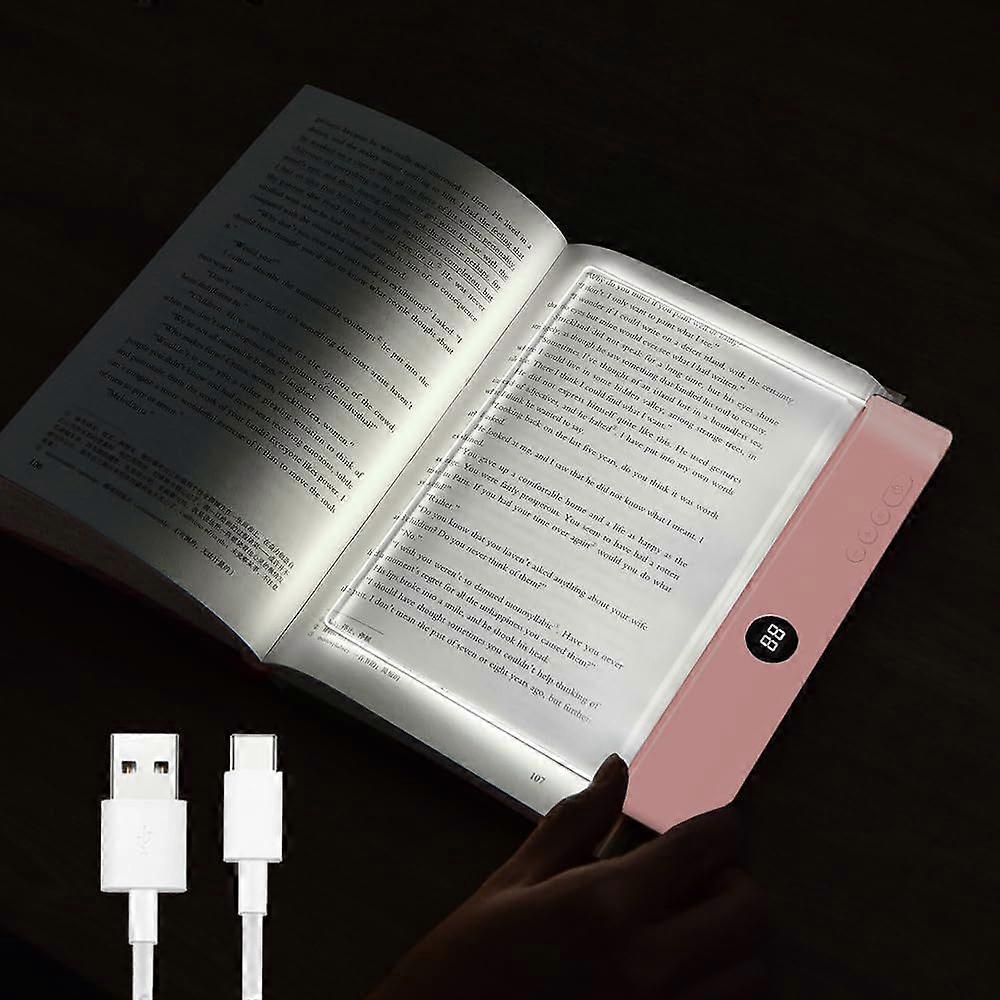 Book Light, Rechargeable Clear LED Flat Reading Light with 3 Colors & Timer, Dimmable Panel Plate Lamp Book Full Page Light for Reading in Bed at Nigh