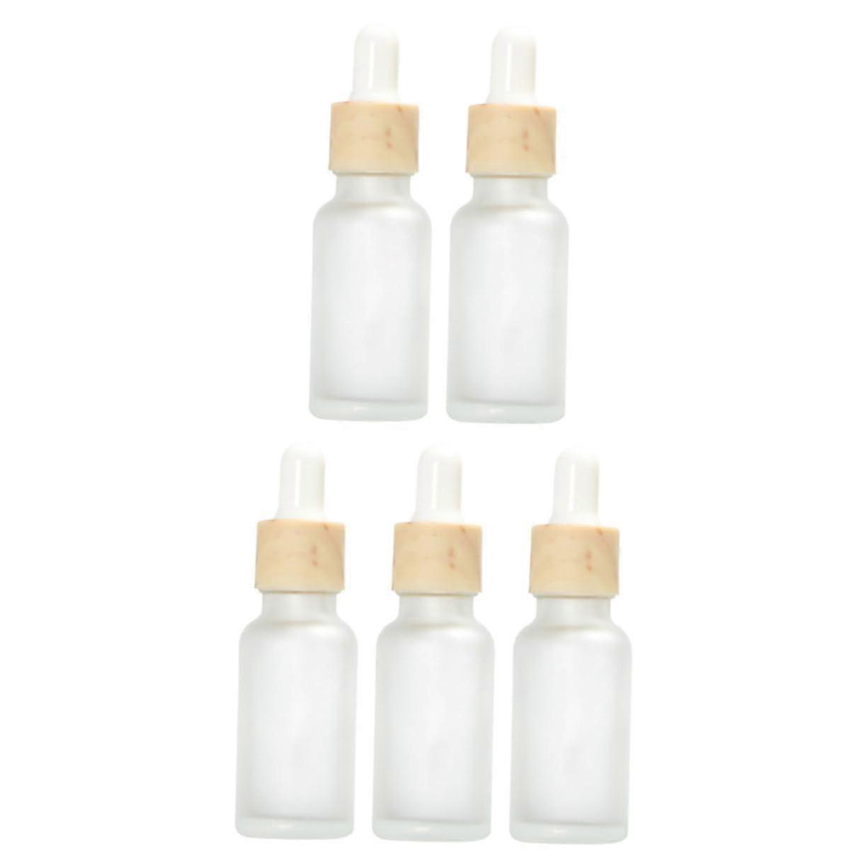 5 Pack Frosted Glass Dropper Bottles Subpackaging Bottles Cosmetics Caps 20ml Travel Size Refillable Containers