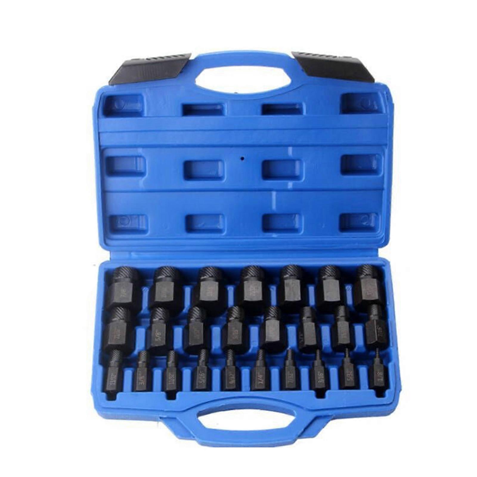25Pcs Damaged Screw Extractor Removal Broken Speed Out Screwing Out Bolts Step Drill Bits Repair Tool with Storage Case Multicolor