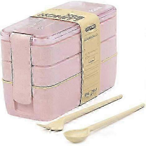 Lunch Box Lunch Box Bento Box Lunch Box For Kids And Adults With 3 Compartments Microwave Proof Made From Wheat