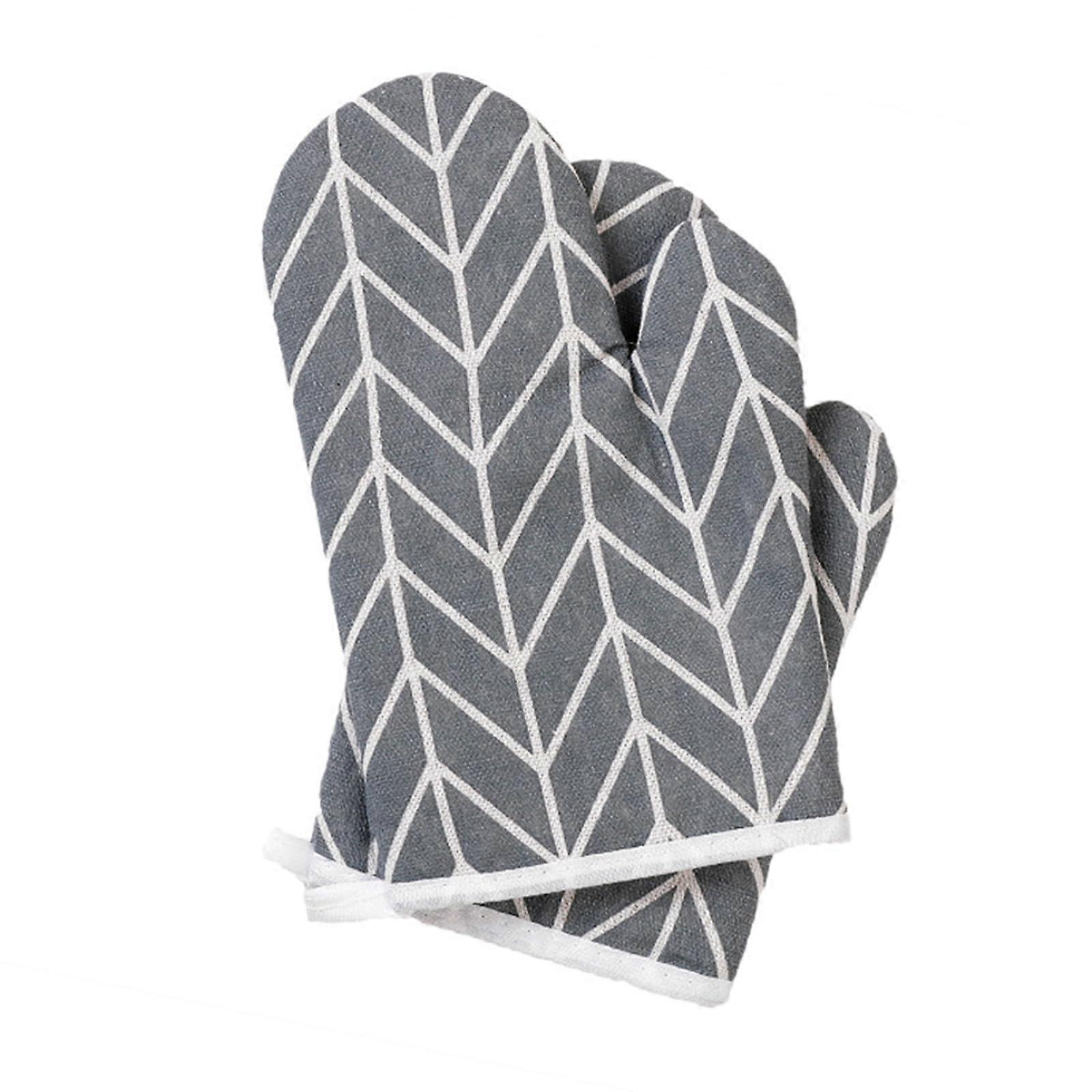 Oven Mitts Heat Resistant 180℃ Non-Slip Thickened Grey Kitchen Gloves with Hanging Loop for Cooking BBQ Microwave (1 Pair)