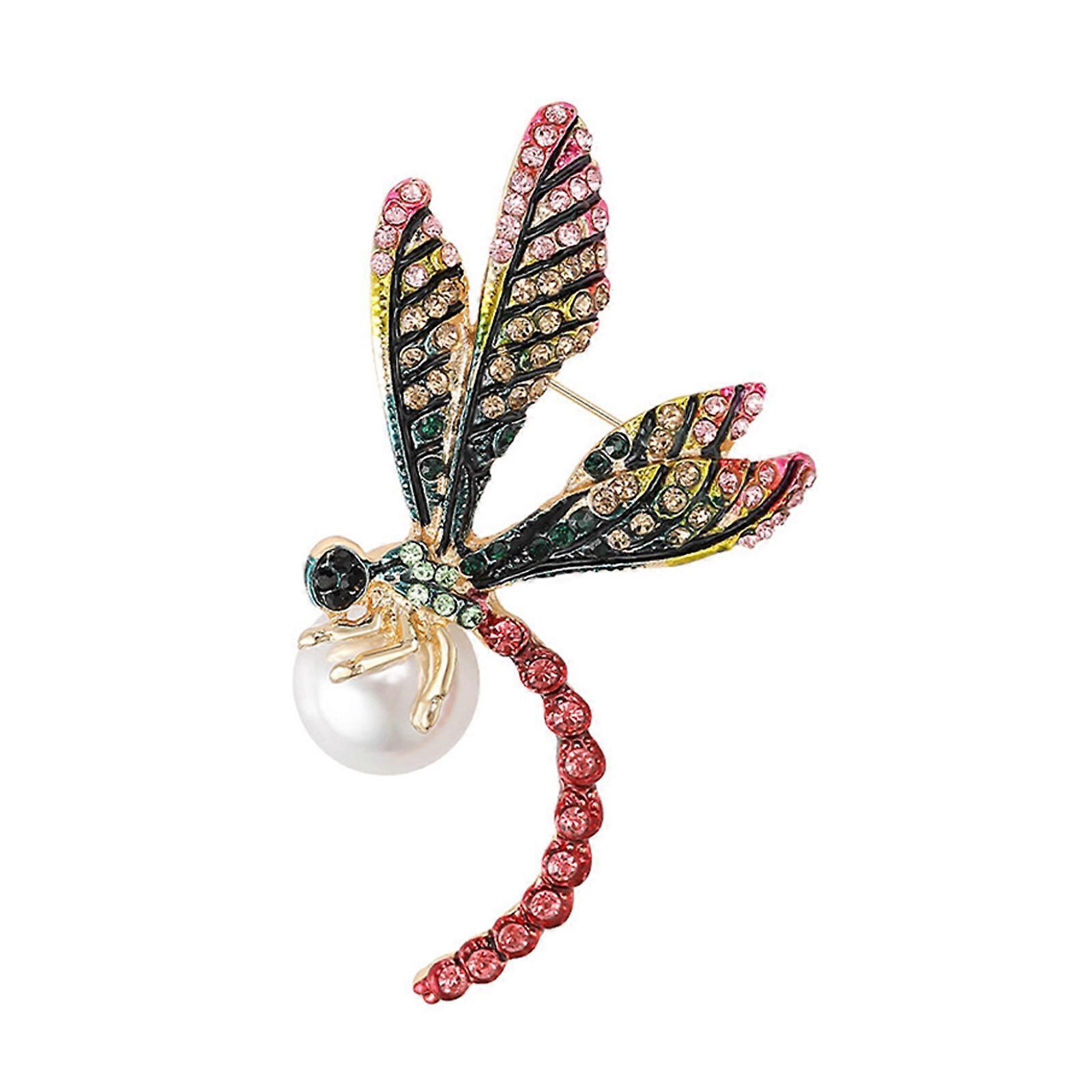 チャームエナメルトンボブローチピンラインストーン付きスタイリッシュなブローチ女の子のためのエナメルジュエリーファッションアクセサリー