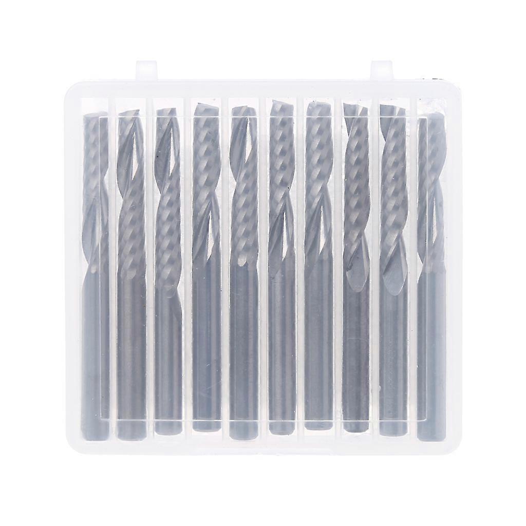 10 Pcs 4mm Shank Single Flute Carbide Spiral End Mill Cutter CNC Router Bits 22m