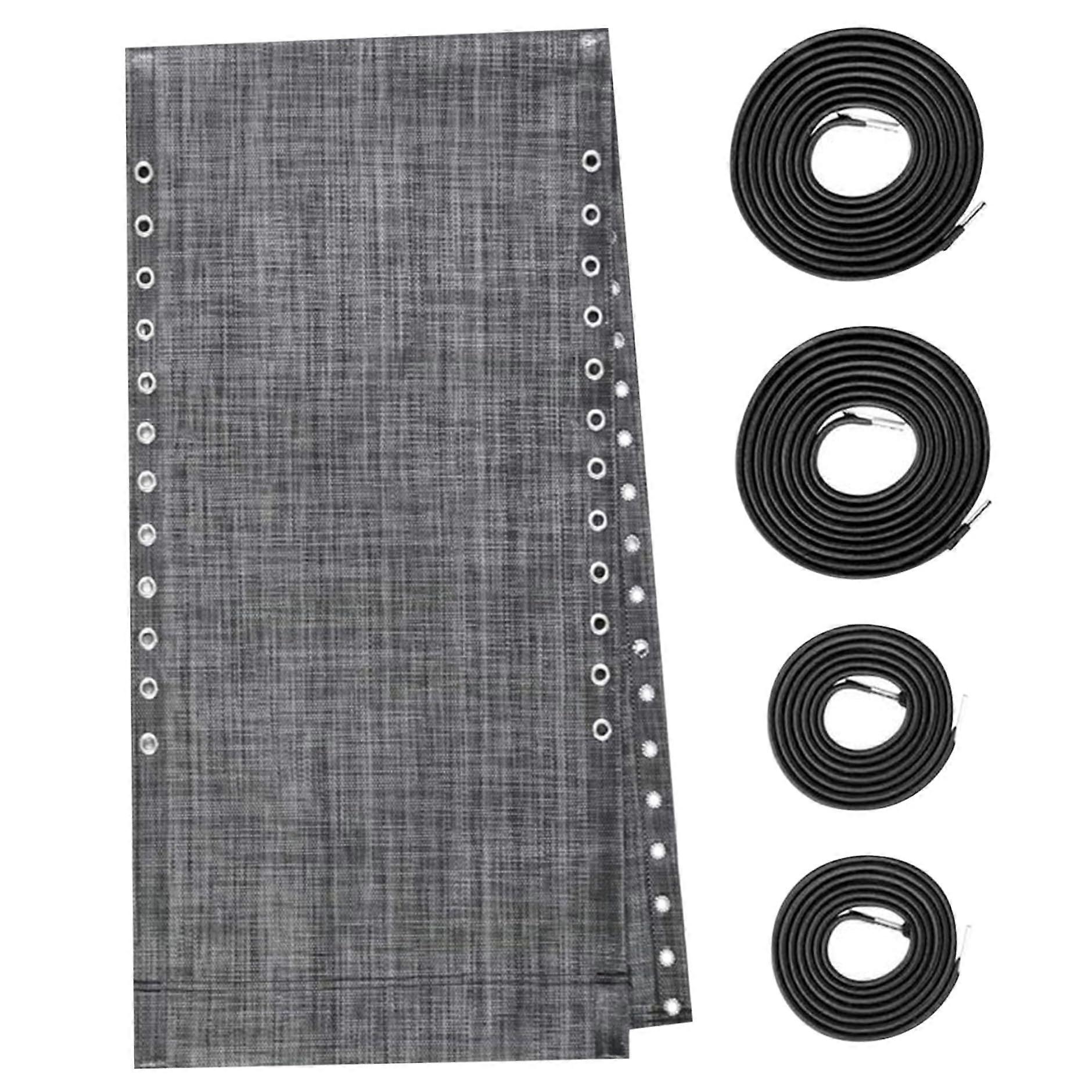 63 × 17″ waterproof, breathable sling fabric replacement for the patio lounge chair, outdoor repair kit with 4 bungee cords (black gray)