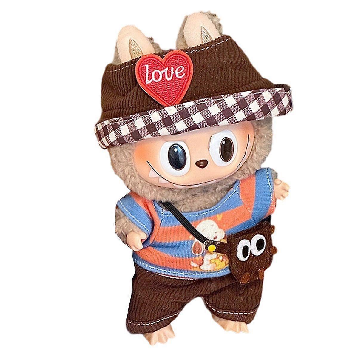 Dockkläder Kläder för 17cm dockor Tillbehör Hängslen Byxor Ersättning Ingen docka Gäller för Labubu