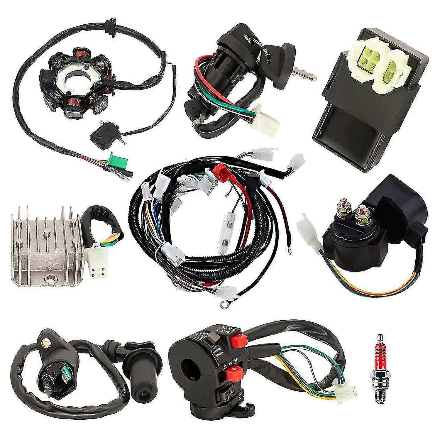 ATV Wiring Harness Kit, with CDI Stator Regulator Ignition Switch Solenoid Relay for GY6 125Cc 150C-M