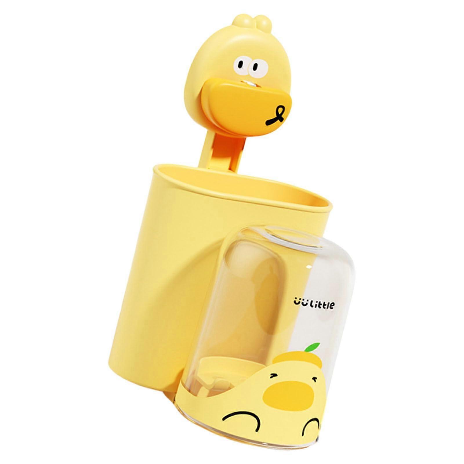 Cartoon toothbrush holder for children wallmounted cups with strong suction spacesaving designs toothbrush rack little yellow duck