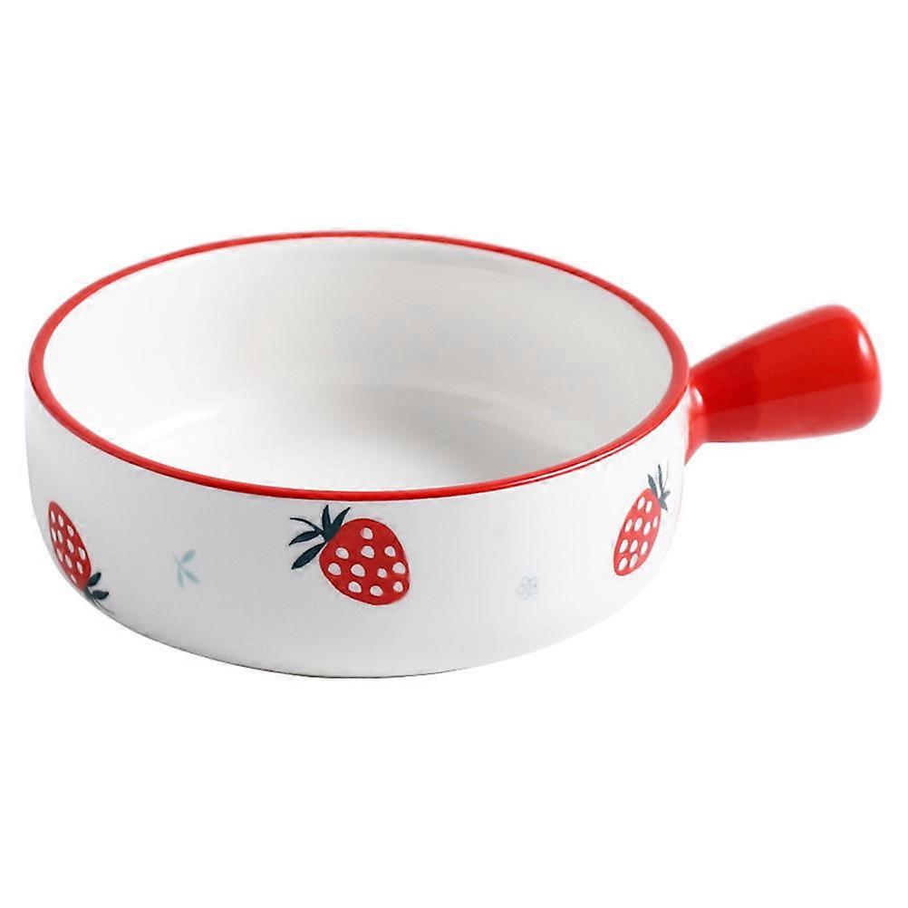 White Ceramic Bowl with Handle for Home Use Great for Salad Fruit Baking and Microwave 7 inch