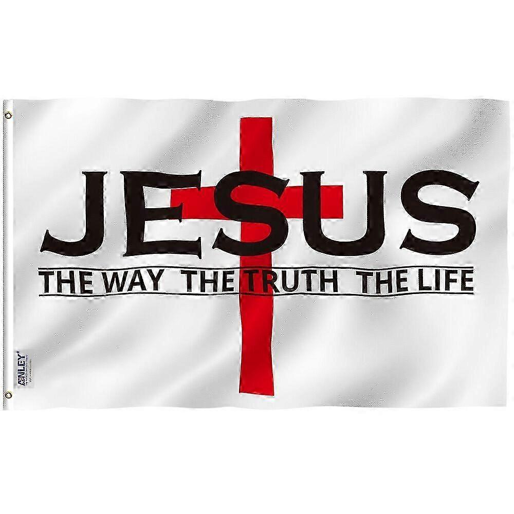 Anley 3x5 Foot Jesus The Way The Truth The Life Flags - 基督教旗帜