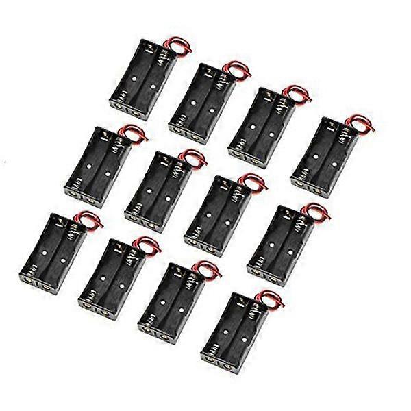 12pcs Wired 2 x 1.5V AA Battery Holder Plastic Case