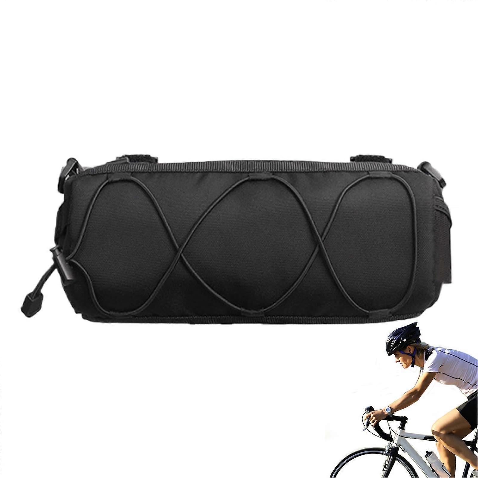 Bike Handlebar Bag - Waterproof Front Storage Pouch for Road and Mountain Biking, Black, Durable Organizer Accessory
