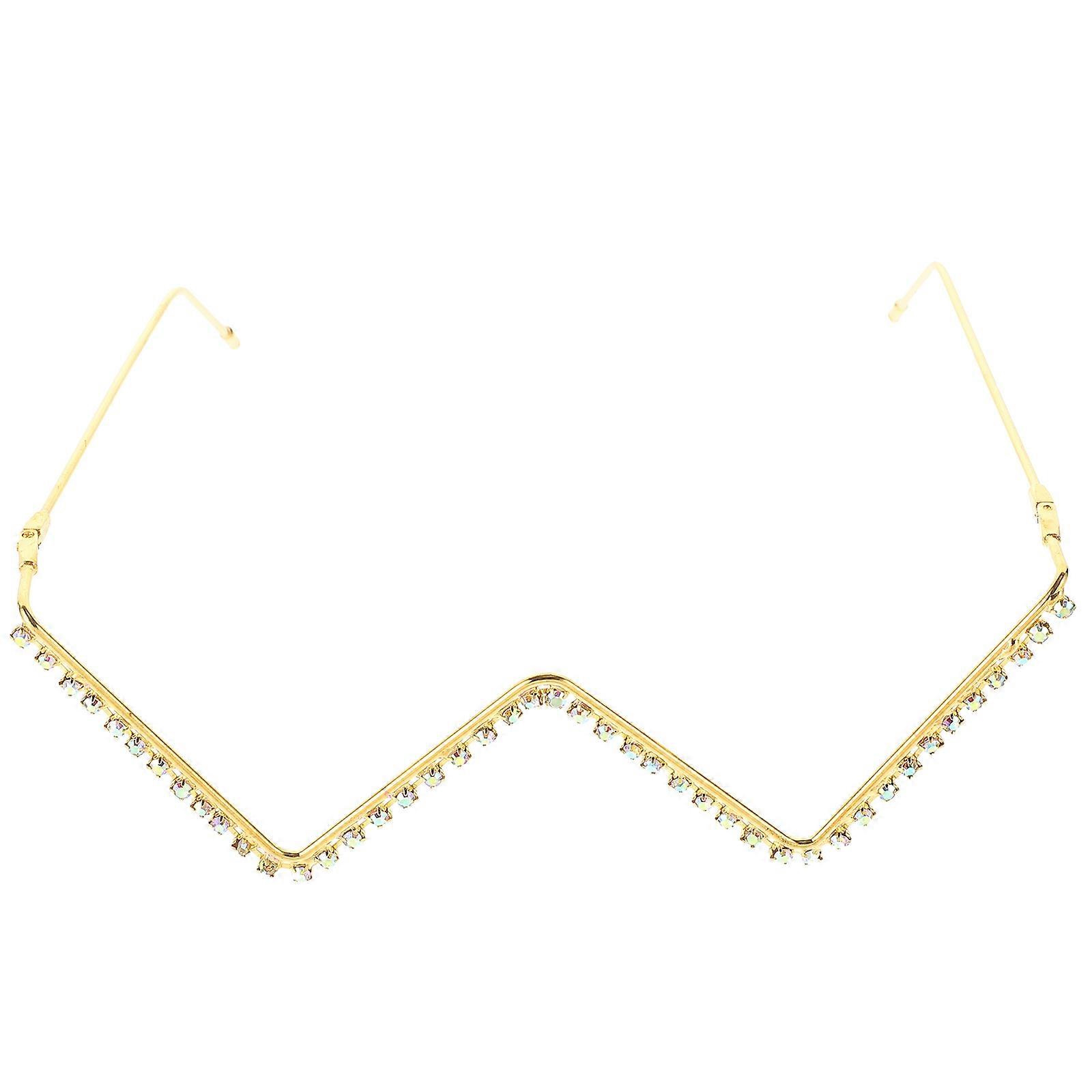 Rhinestone Decorative Eyeglasses Frame for Women   Colorful Punk Metal Half Rim Design   Unique Party Accessory for Festivals and Costumes   Non Lens