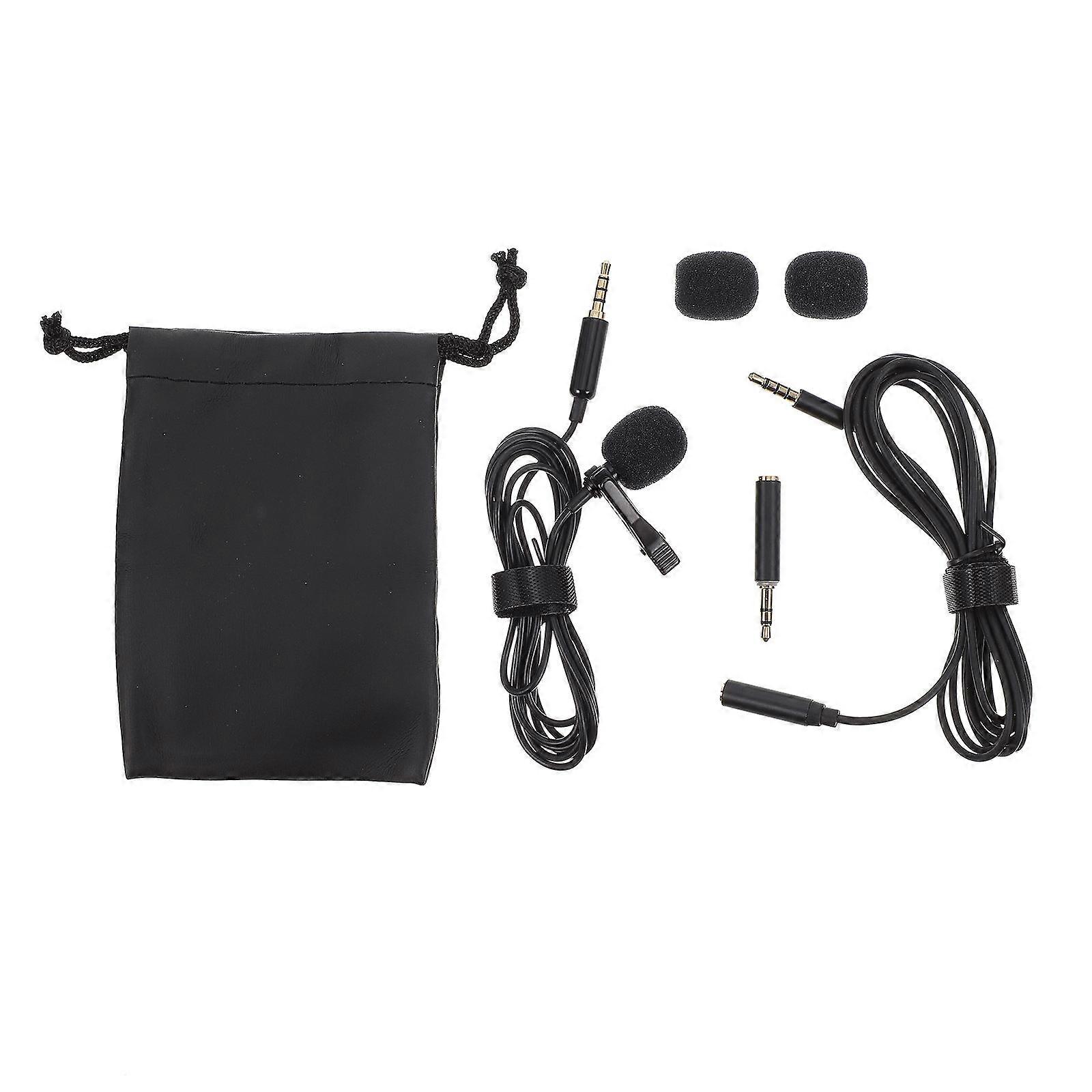 Professional Black Lapel Microphone with Sturdy Clip for and Live Stream
