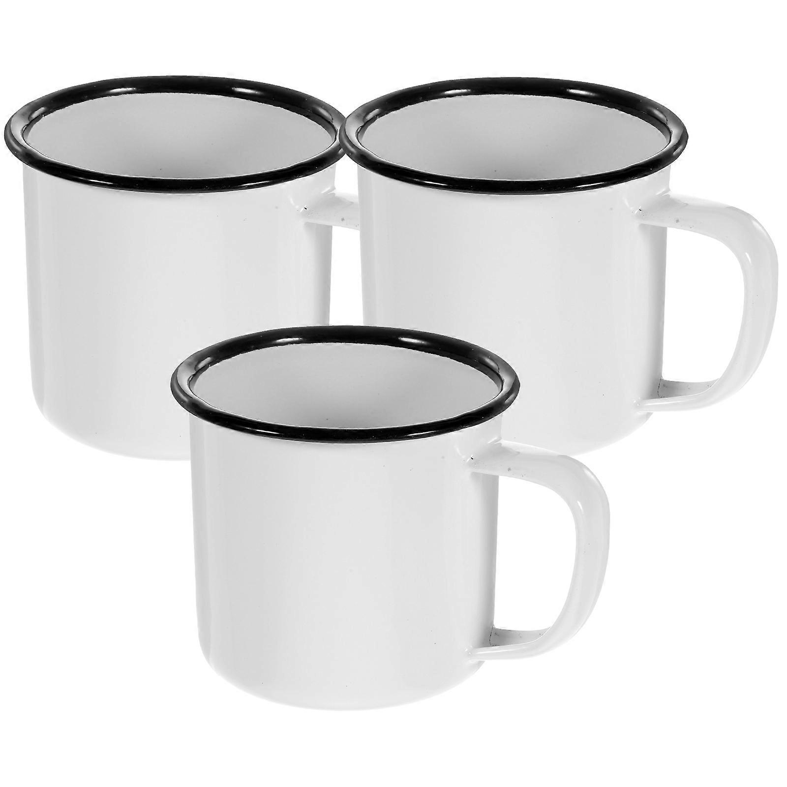Retro Enamel Mug Stable Structure Water Cup For Indoor Use 3Pcs