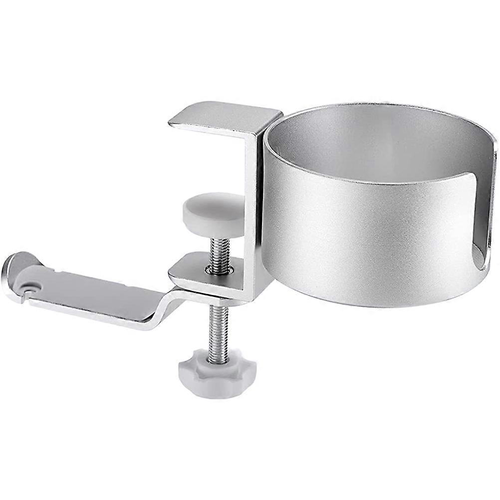 Table Side Cup Holder Desktop Cup Drying Rack with Gaming Headset Holder Silver Aluminum Alloy