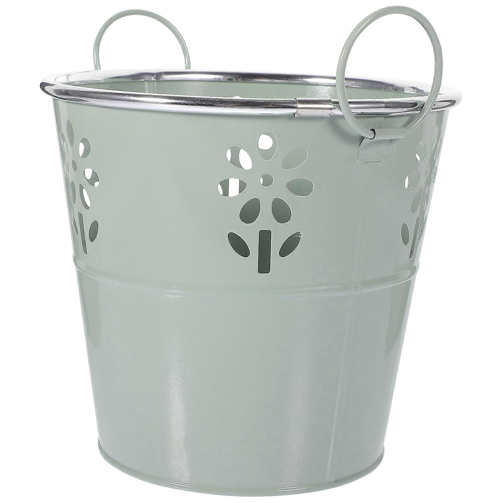 Small Metal Flower Pots Multi Purpose Succulent Flower Pot Retro Iron Flowerpot Hollow Flower Bucket Office Decor Rustic Style 1Set