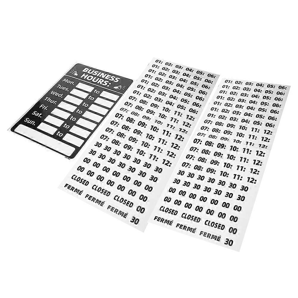 1 Set PVC Business Hours Sign Kit – Reusable Open/Closed Stickers for Shops, Offices – Easy to Use Hours Display for Multiple Settings
