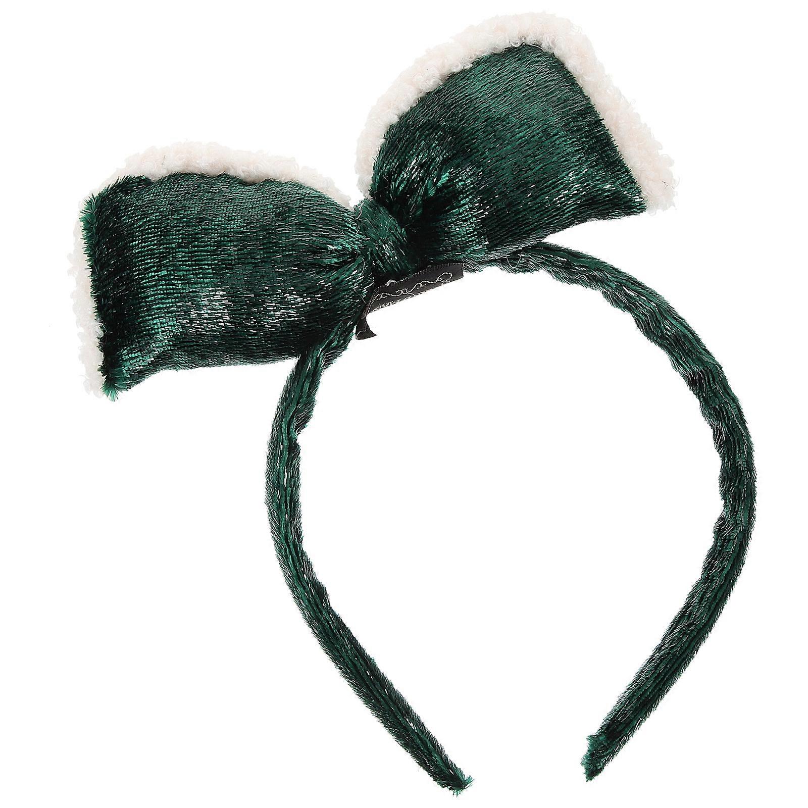 Headbands For Women Christmas Bow Headband Special Occasions Flannel Material Green Color 20.00X10.50X2.00CM 1Pack