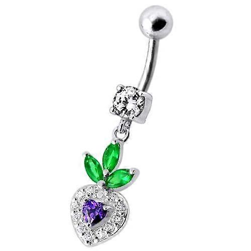 Fancy White Jewelled With Heart Dangling Belly Ring