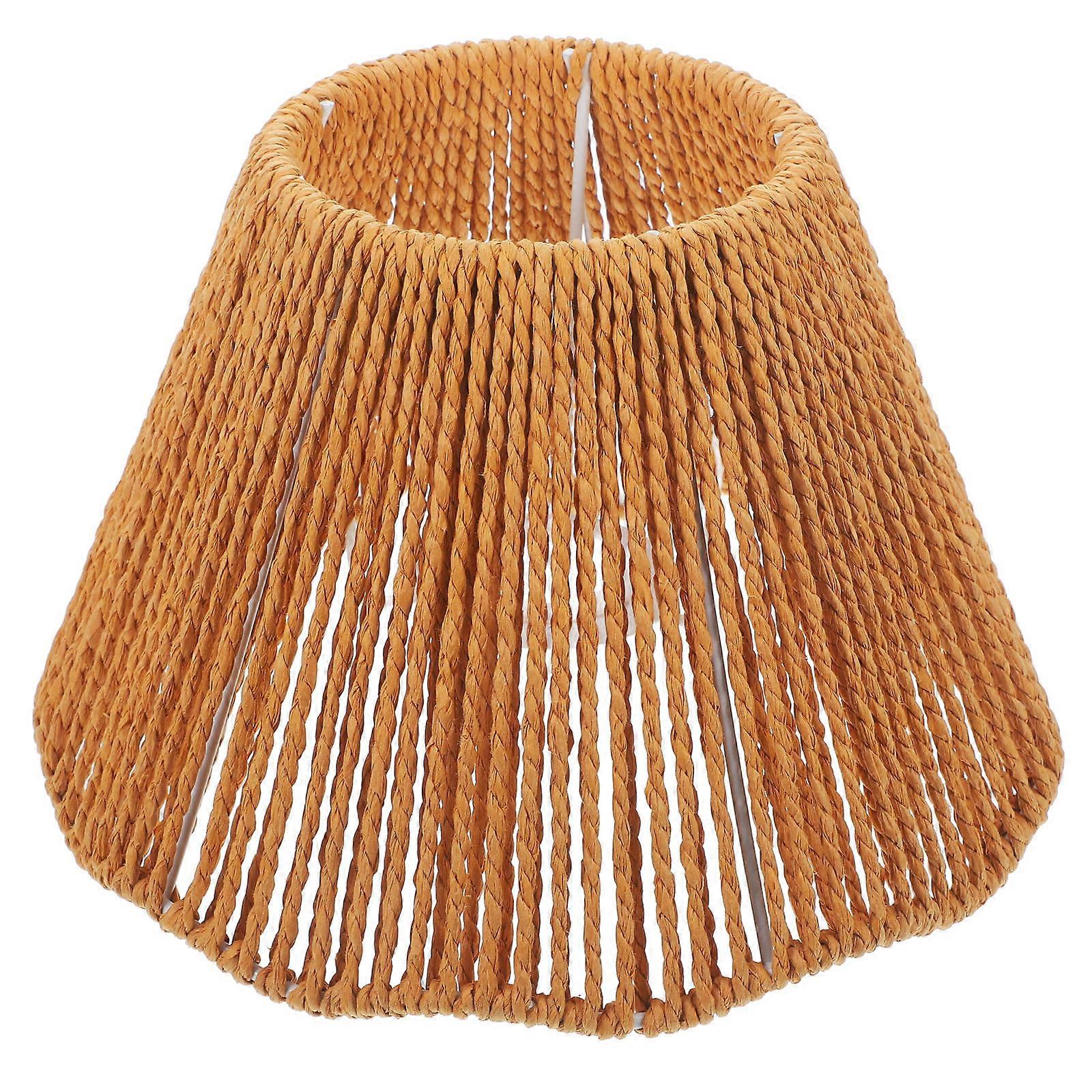 Weaving Light Shade Country Style Ceiling Lamp Woven Wave Pattern Brown 22.00X15.00X11.50CM Light Diffusion 1Pack