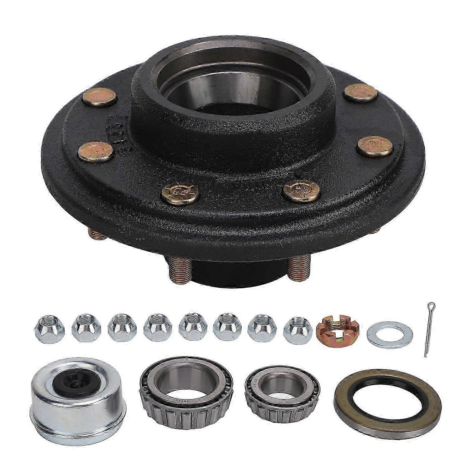 16Pcs 8 On 6.5in Trailer Hub Kit 7000lbs Capacity Secure Connection Replacement Axle Hub Set For Tra