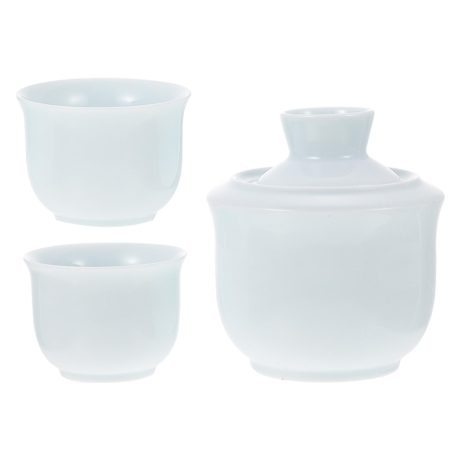 Blue Ceramic Wine Warmer Set with Cups for Home Use Enjoy Chinese Wine Smooth Surface Superb Craftsmanship 1 Set